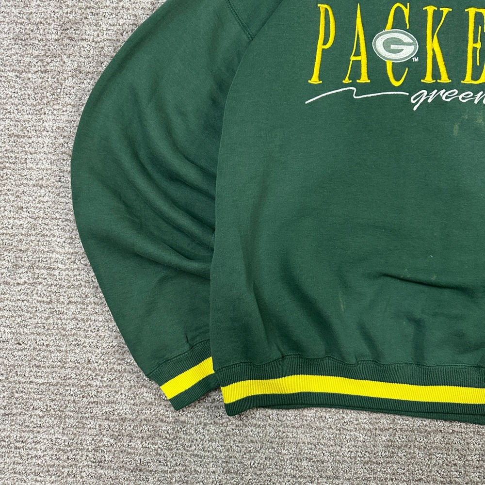 Vintage Logo 7 Green Bay Packers Sweatshirt Green Striped Trim Large - Picture 9 of 9